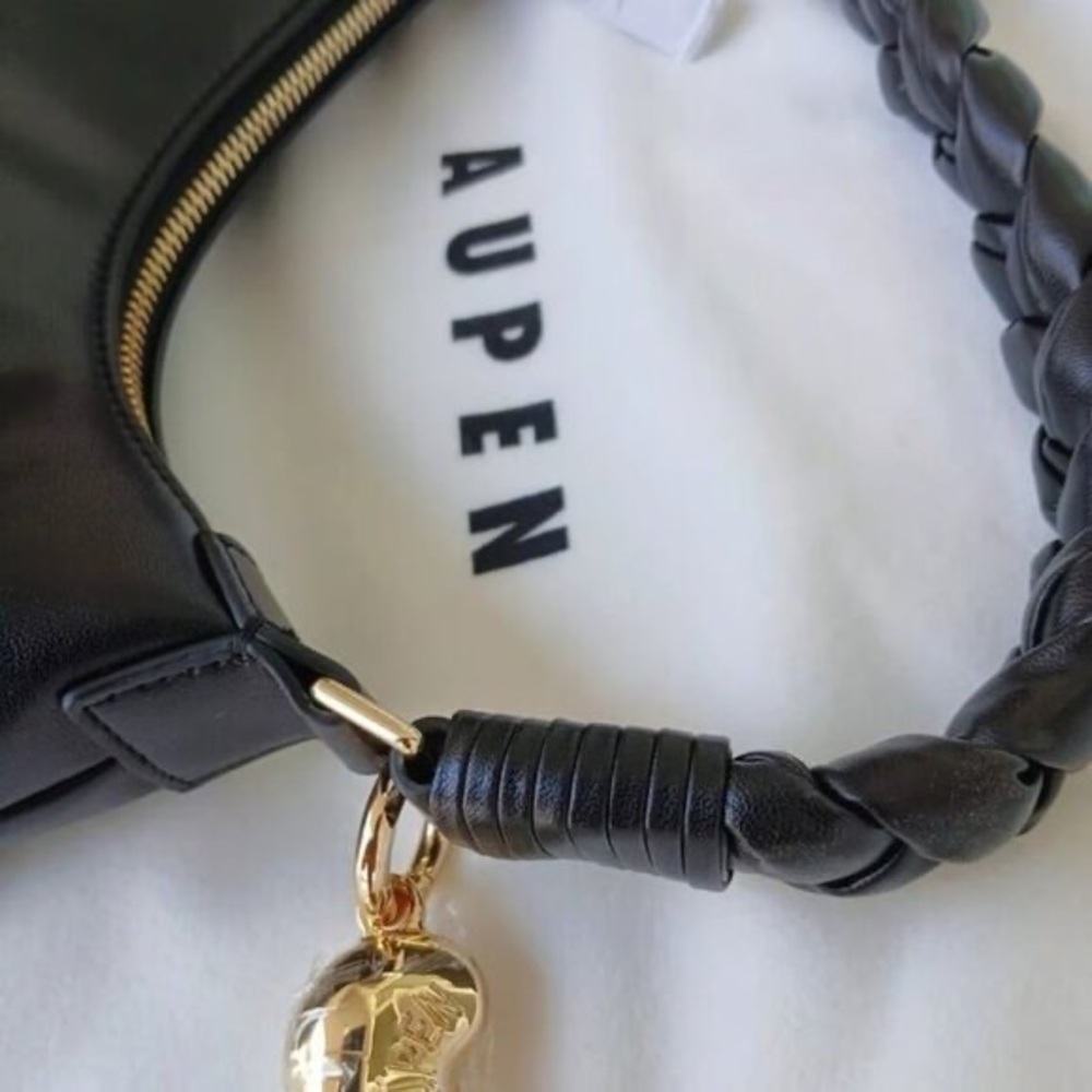 AUPEN Black Braided Handle Shoulder Bag - Picture 3 of 4